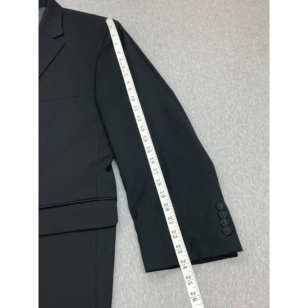 Kenneth Cole Suit Mens 48R Black Wool Blend Stretch Pants 42 x 30 - 2 Pieces